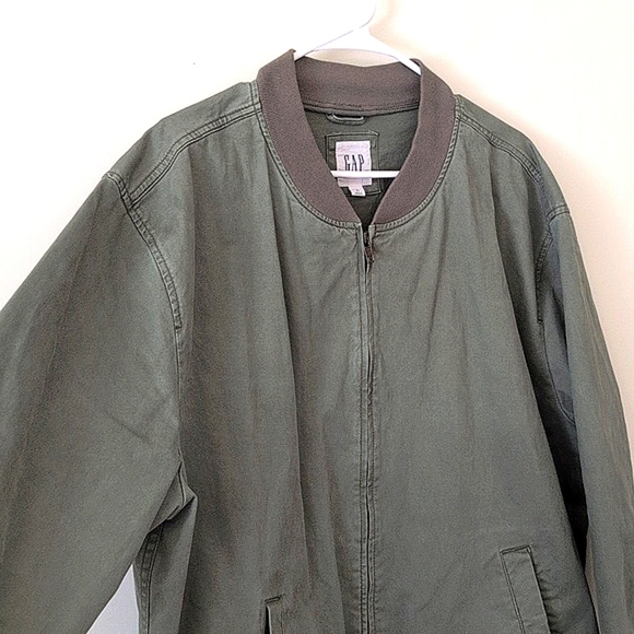 GAP Mens XL Zip Up Bomber Jacket Green Preppy Casual Contemporary Minimalist - Picture 5 of 8